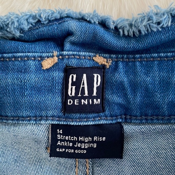 Gap Paper Bag Waist Jeggings Light Wash Denim Crop Ankle Jeans Size 14 - Picture 5 of 6